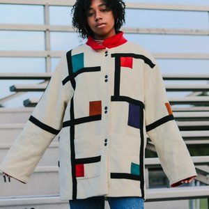 Multicolor Patch Button Jacket